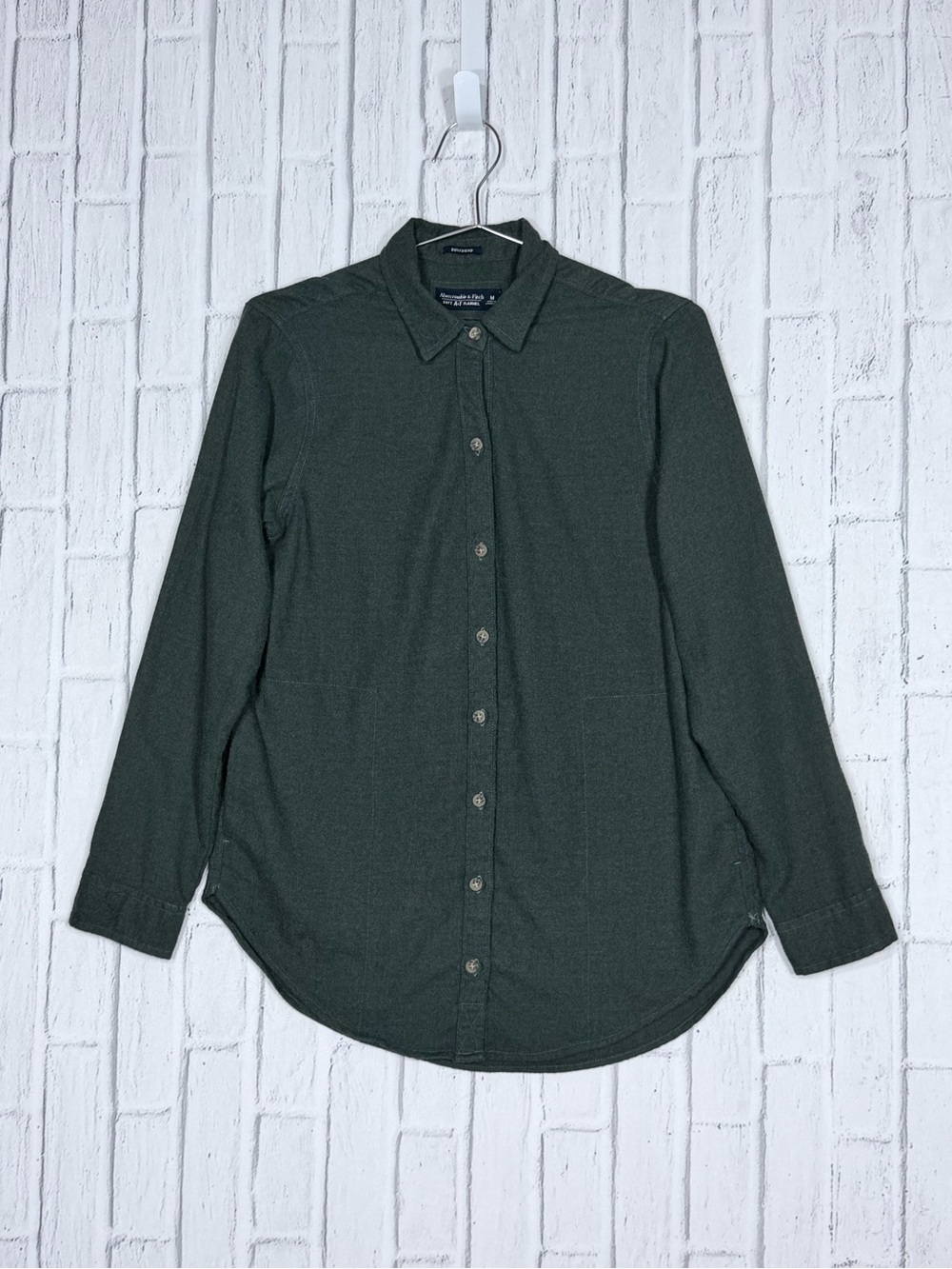 🌲 Abercrombie & Fitch Soft A&F Flannel Boyfriend Shirt Green M